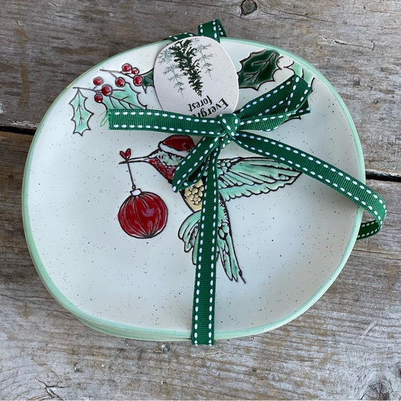 Eli + Ani holiday hummingbird appetizer plates handmade - Picture 4 of 9